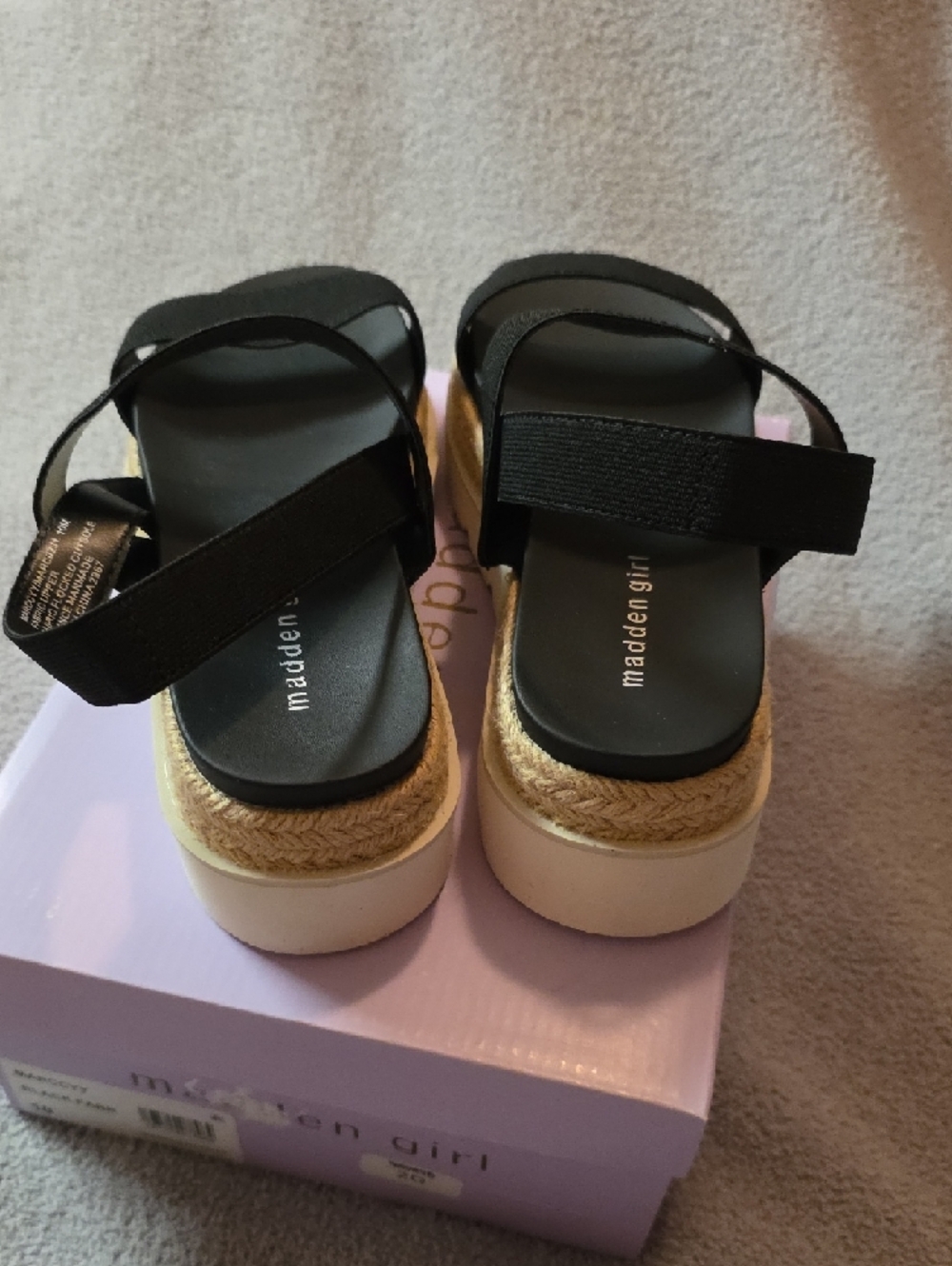 Madden Girl💗 NWB**Black Elastic Strap Platform Sandals Size 10 - Picture 5 of 7